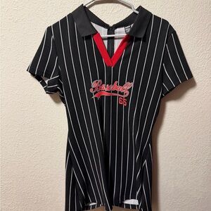 Black and White Striped Baseball Shirt